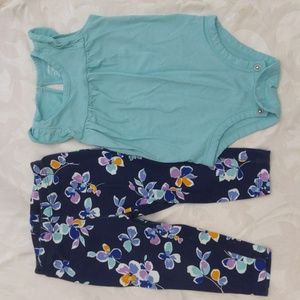 Carter's short sleeve top and flower pants outfit. 12 months.